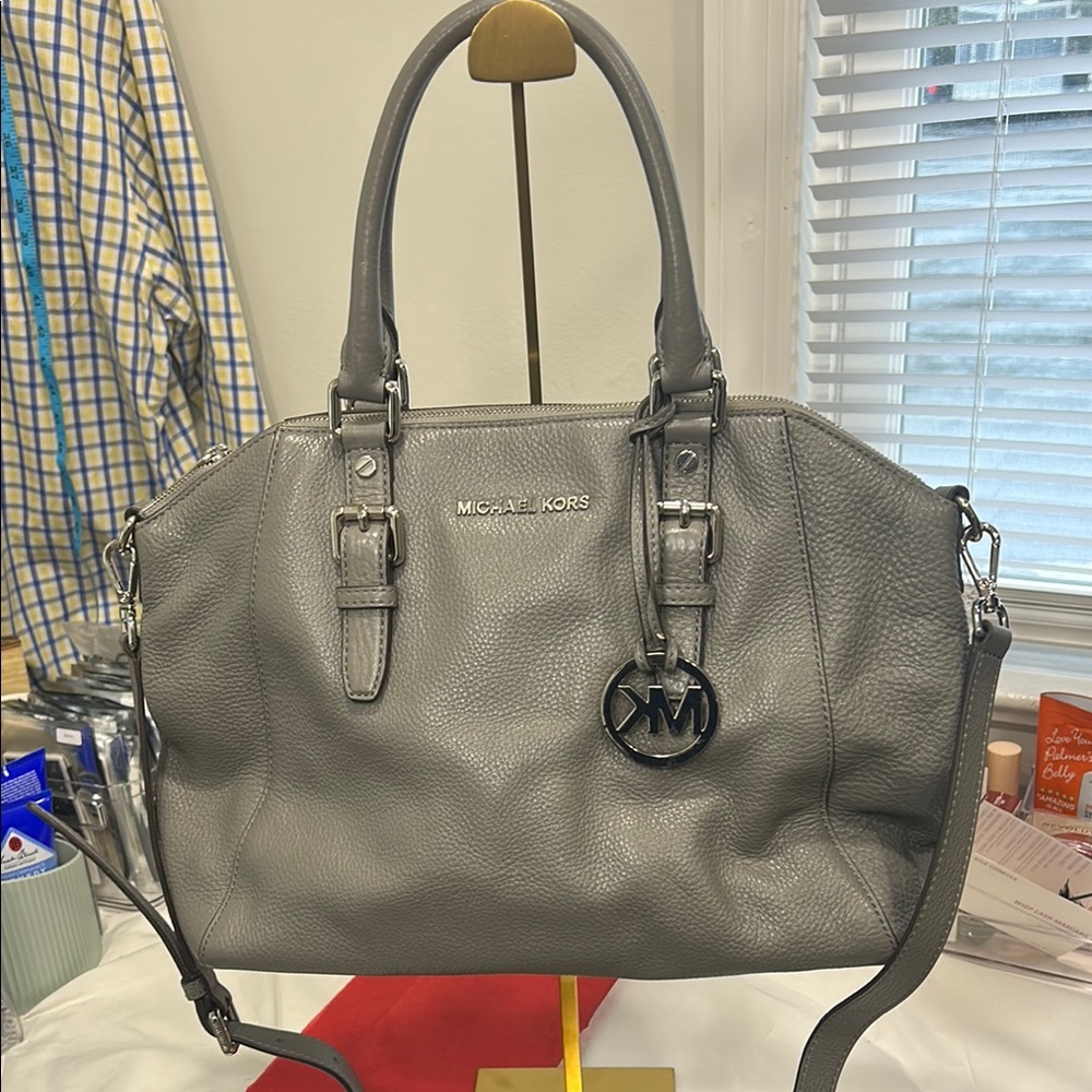 Michael Kors Gray Leather Tote Bag
